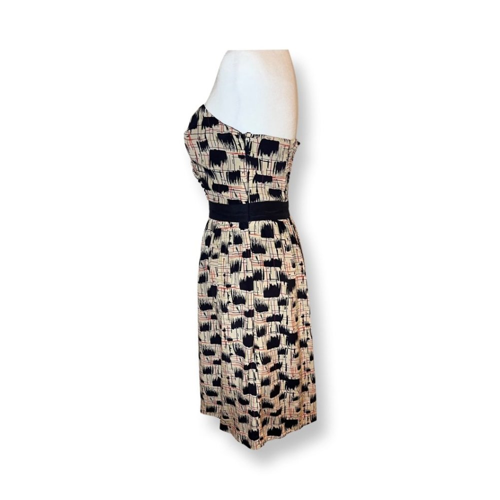 Anthropologie Navy Blue 100% Silk “Blurred Shapes Dress” by Burlapp Size 4 - Picture 2 of 8